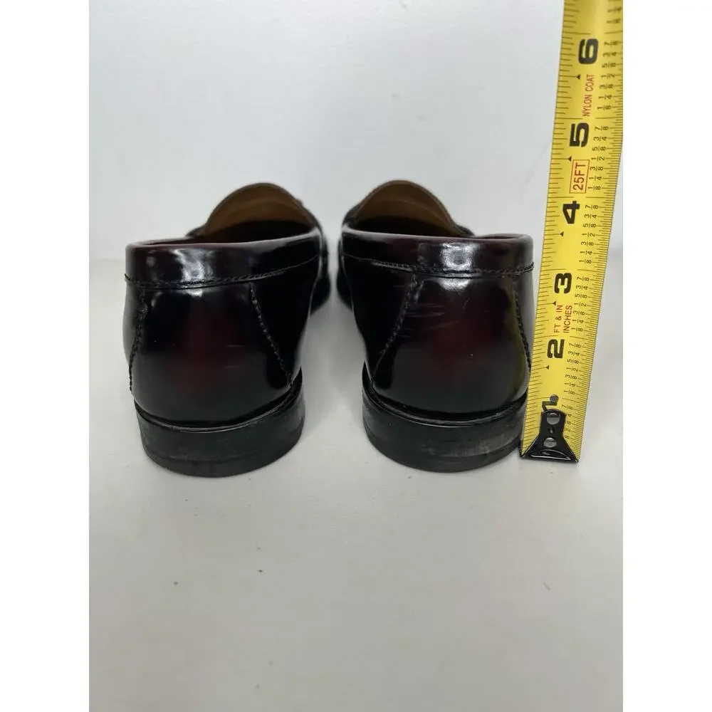 Cole Haan Mens Burgundy Tassel Loafers Leather Slip On Dress Shoes Size 9.5